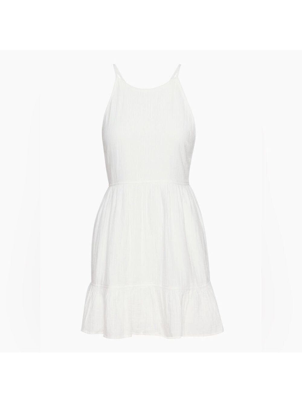 Sunday Best Veruca Open Back High Neck Cotton Ruffle White Mini Dress